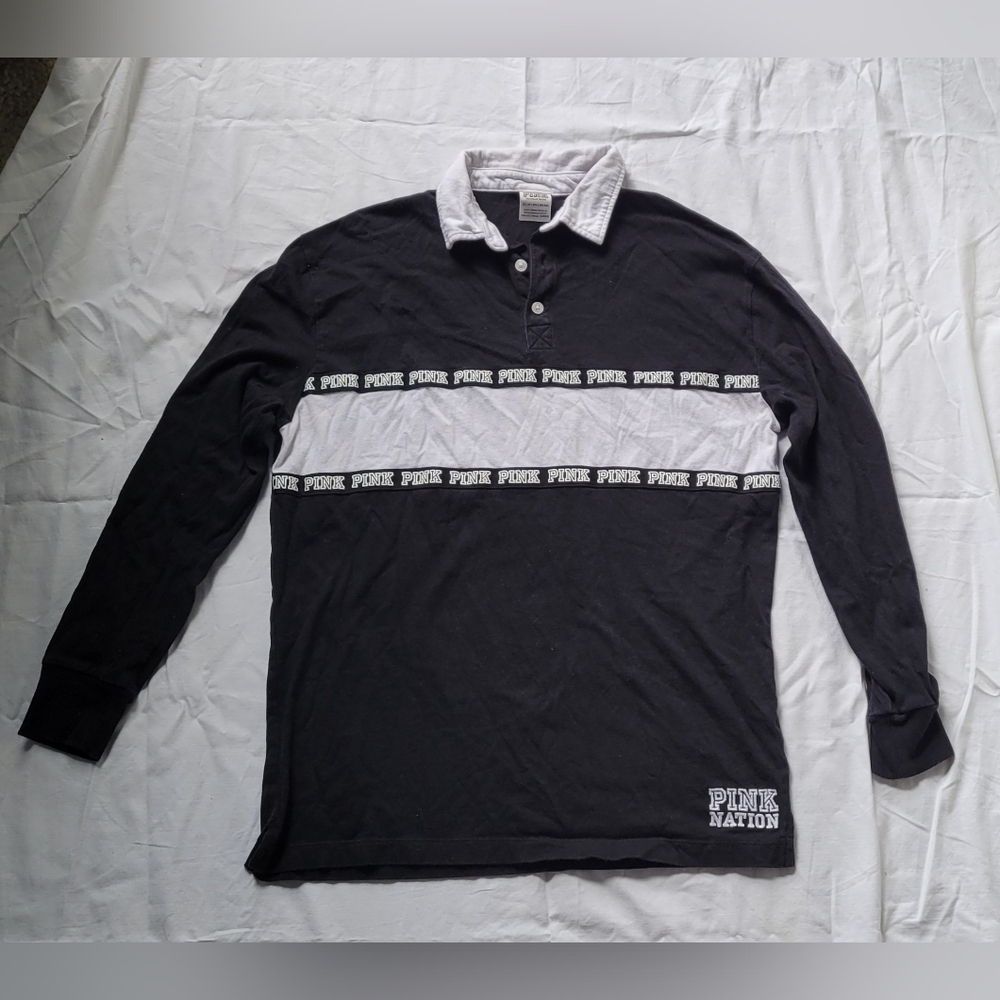PINK Victoria's Secret Black Long Sleeve Polo